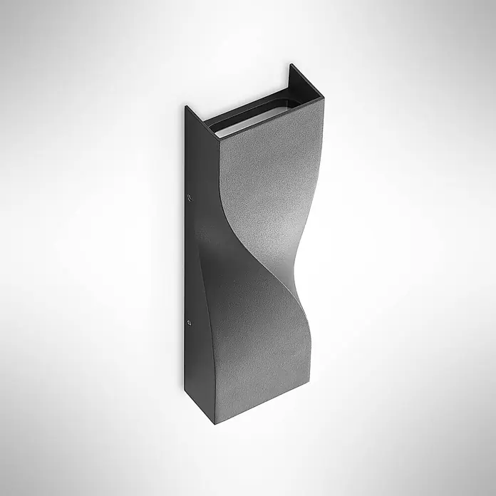 Lucande LED Wandleuchte aussen in anthrazit, Aussenlampe Wand -  - Anthrazitfarbene Wandleuchte mit texturierter, verdrehter Metallfront.