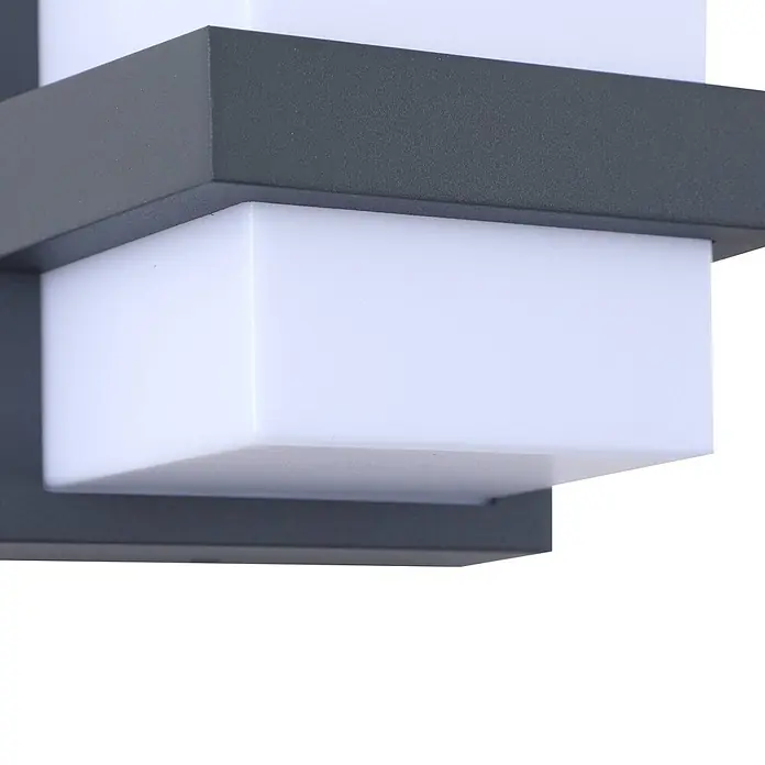 Lindby Außenwandleuchte Fyra - alu / grau / zink, weiß / opal, IP54