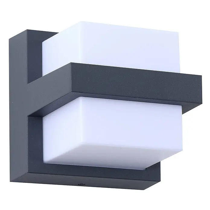 Lindby Außenwandleuchte Fyra - alu / grau / zink, weiß / opal, IP54