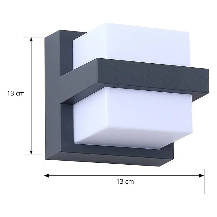 Lindby Außenwandleuchte Fyra - alu / grau / zink, weiß / opal, IP54
