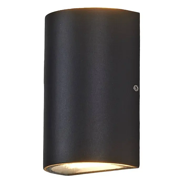 Lucande LED Wandleuchte aussen in anthrazit, transparent, Aussenlampe Wand -  - Matt schwarze zylindrische Up-Down-Wandleuchte.