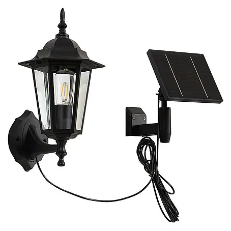 Lindby LED Solar Wandleuchte aussen in schwarz, Aussenlampe Wand