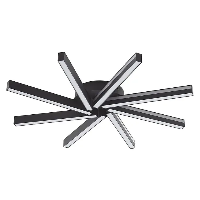 Lucande LED Deckenlampe dimmbar, RGB Backlight, Fernbedienung -  - Schwarze moderne LED-Deckenleuchte mit mehreren strahlenförmigen Armen, sternförmig.