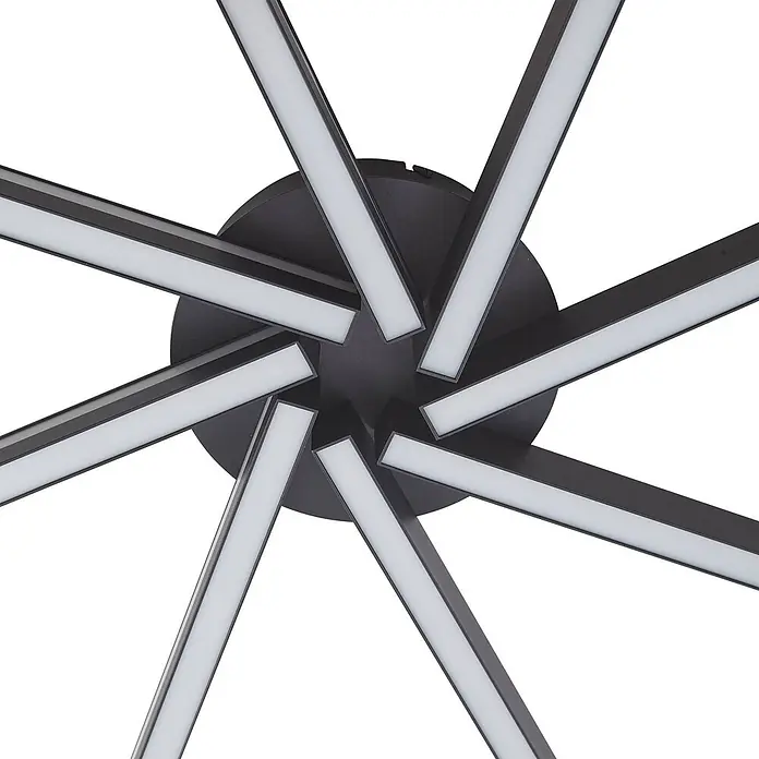Lucande LED Deckenlampe dimmbar, RGB Backlight, Fernbedienung -  - Moderne dunkelgraue Deckenleuchte mit acht sternförmigen Armen, jeder mit einem weißen LED-Streifen.