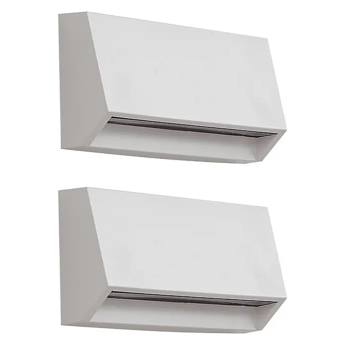 Lindby LED Wandleuchte aussen in weiß, Aussenlampe Wand -  - Weiße rechteckige Außenwandleuchte mit geometrischem Design, für indirekte Beleuchtung.