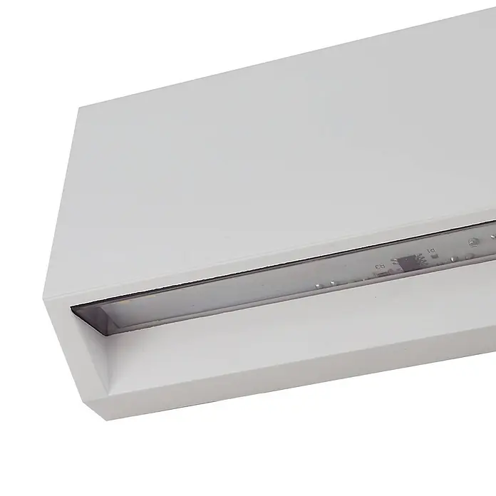 Lindby LED Wandleuchte aussen in weiß, Aussenlampe Wand -  - Weiße rechteckige LED-Leuchte mit sichtbarem LED-Streifen.