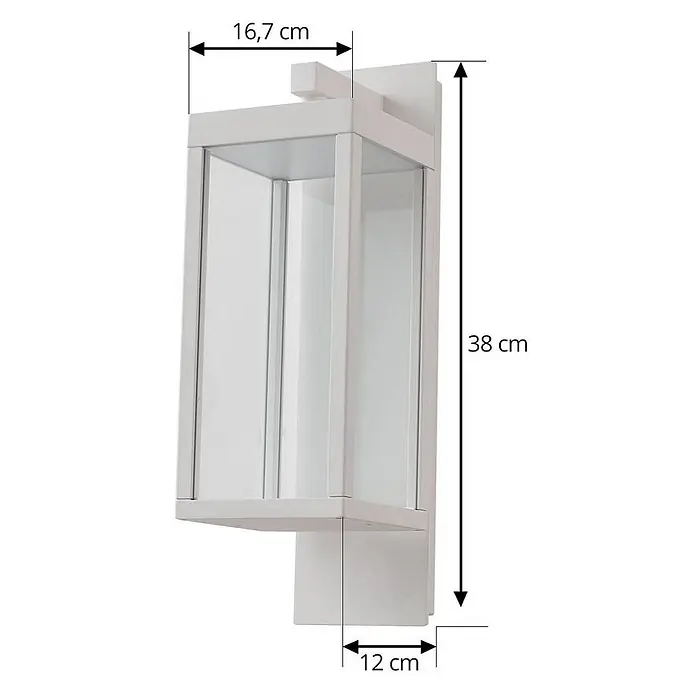Lucande LED Wandleuchte aussen in weiß, up down Aussenlampe Wand -  - Moderne weiße Außenwandleuchte, rechteckig mit Glaspaneelen.