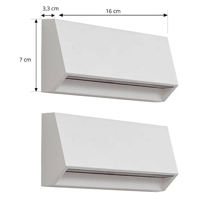 Lindby LED Wandleuchte aussen in weiß, Aussenlampe Wand -  - Weiße rechteckige Wandleuchte mit Up/Down-Beleuchtung, 16x7x3,3 cm.