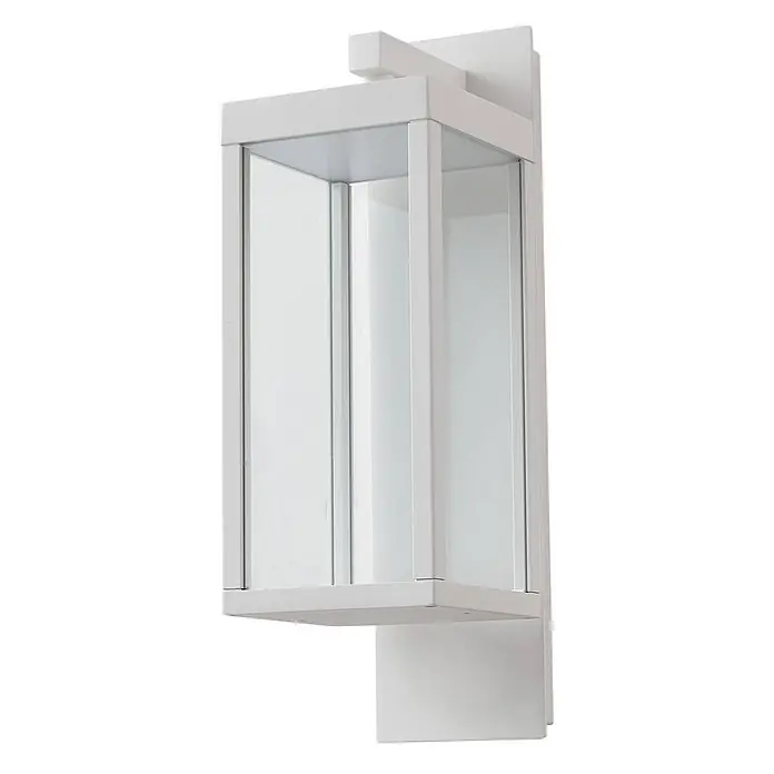 Lucande LED Wandleuchte aussen in weiß, up down Aussenlampe Wand -  - Moderne weiße Außenwandleuchte mit klaren Glaspaneelen.
