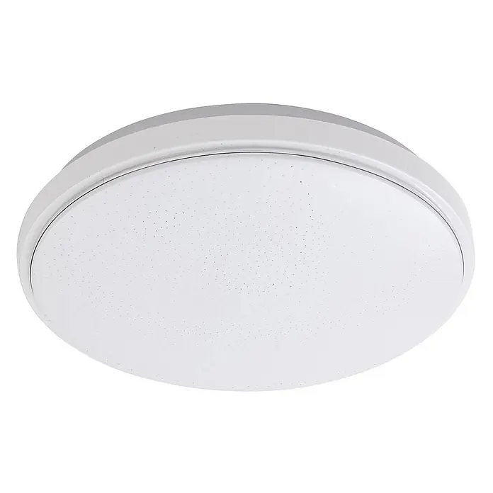 Lindby LED Deckenlampe in weiß, chrom, Deckenleuchte rund -  - Runde weiße Deckenleuchte mit gesprenkeltem Diffusor.