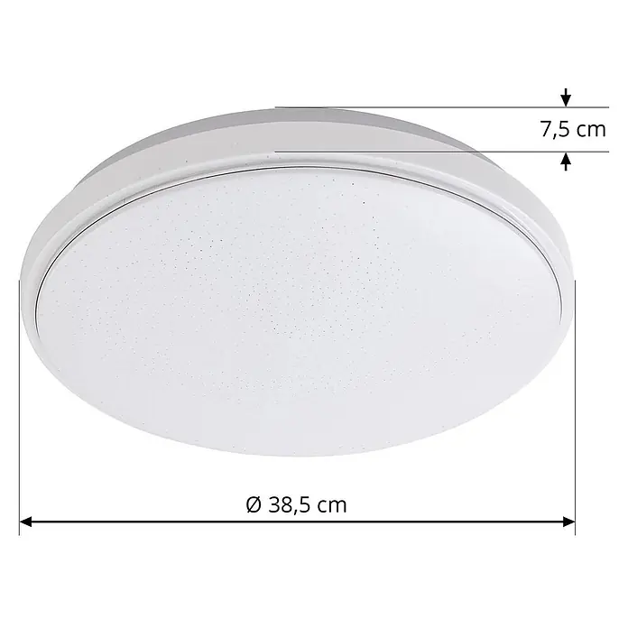 Lindby LED Deckenlampe in weiß, chrom, Deckenleuchte rund -  - Runde weiße Deckenleuchte mit Sterneffekt, Ø 38,5 cm, Höhe 7,5 cm.