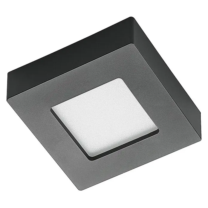 PRIOS LED Deckenlampe in schwarz, weiß, Deckenleuchte -  - Quadratische schwarze LED-Einbauleuchte mit mattierter weißer Diffusorfläche.