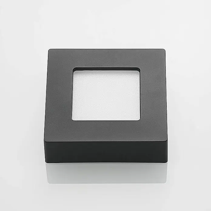 PRIOS LED Deckenlampe in schwarz, weiß, Deckenleuchte -  - Quadratische schwarze Leuchte mit einer vertieften weißen, texturierten beleuchteten Fläche.