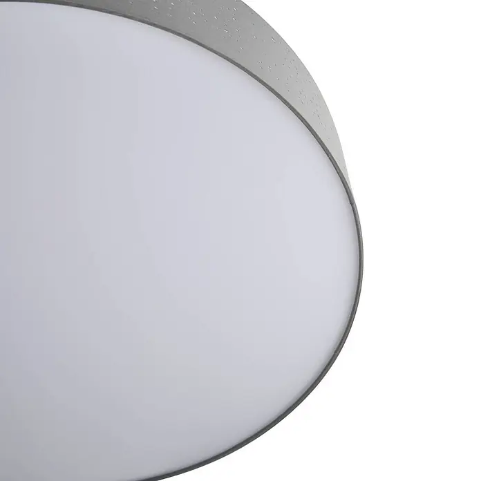 Lindby Deckenleuchte Ellamina - alu / grau / zink - Runde Leuchte mit weißem Diffusor und grauem strukturiertem Rand.