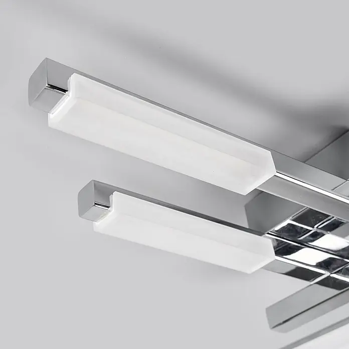 Lindby LED Deckenlampe in weiß, chrom, Deckenleuchte -  - Chromfarbene Leuchte mit zwei rechteckigen Diffusoren aus mattiertem Weißglas.