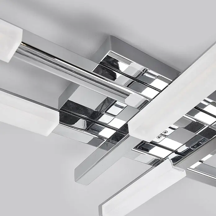 Lindby LED Deckenlampe in weiß, chrom, Deckenleuchte -  - Moderne LED-Deckenleuchte aus verchromtem Metall mit weißen linearen Diffusoren.