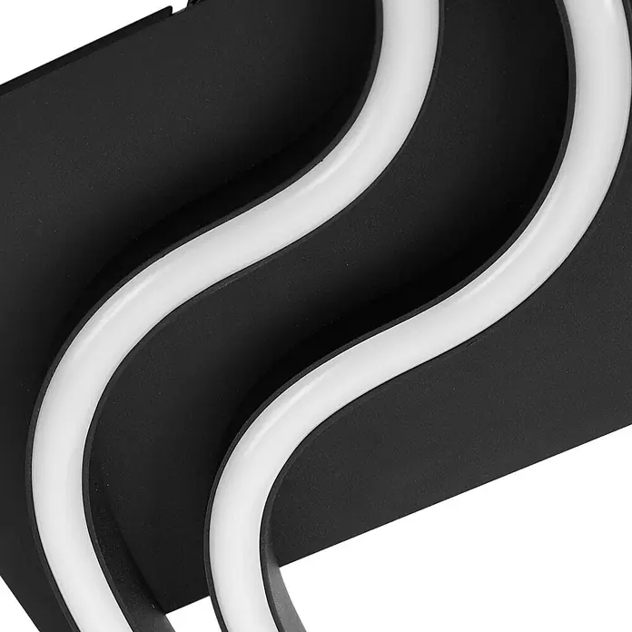 Lucande Deckenleuchte Amiya - schwarz - Moderne schwarze Leuchte mit drei gewellten weißen LED-Streifen.