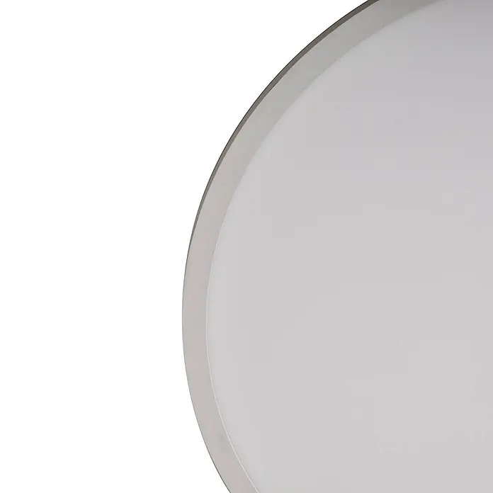 Arcchio LED Deckenlampe in weiß, dimmbar Deckenleuchte rund -  - Rundes weißes LED-Panel-Licht mit silberfarbenem Rahmen.