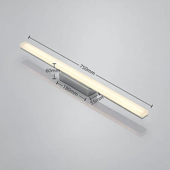 Lindby LED Deckenlampe in weiß, chrom, Deckenleuchte -  - Schlanke silberne LED-Spiegelleuchte mit mattweißem Diffusor, ideal für Bäder oder Spiegel.