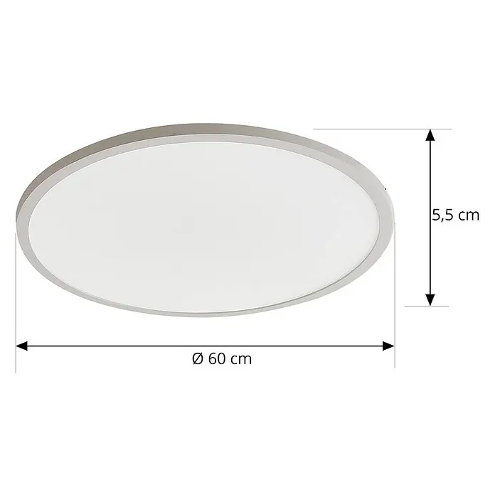 Arcchio LED Deckenlampe in weiß, dimmbar Deckenleuchte rund -  - Runde Deckenleuchte mit weißem Diffusor und grauem Rand, Ø 60 cm, 5,5 cm hoch.