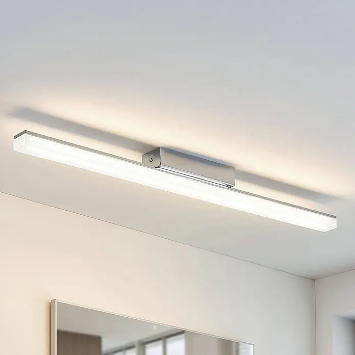 Lindby LED Deckenlampe in weiß, chrom, Deckenleuchte -  - Lange, silberne LED-Spiegelleuchte, die nach oben und unten leuchtet.