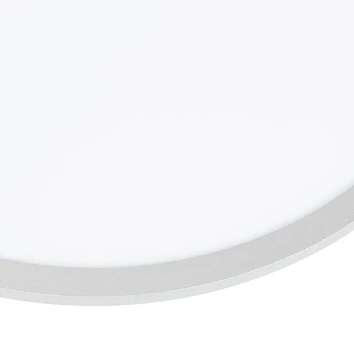 Lindby LED Deckenlampe in silber, Deckenleuchte rund -  - Rundes weißes LED-Panel mit silbernem Metallrand.