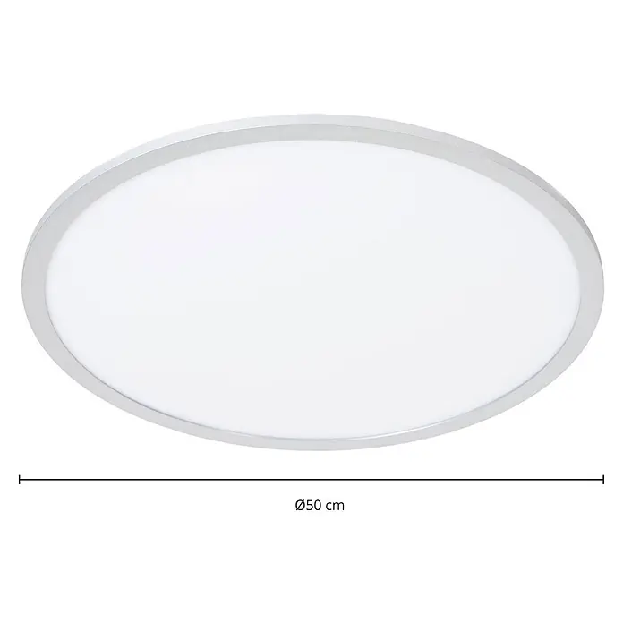 Lindby LED Deckenlampe in silber, Deckenleuchte rund -  - Runde, flache LED-Deckenleuchte mit silbernem Rahmen und weißem Diffusor, Ø 50 cm.