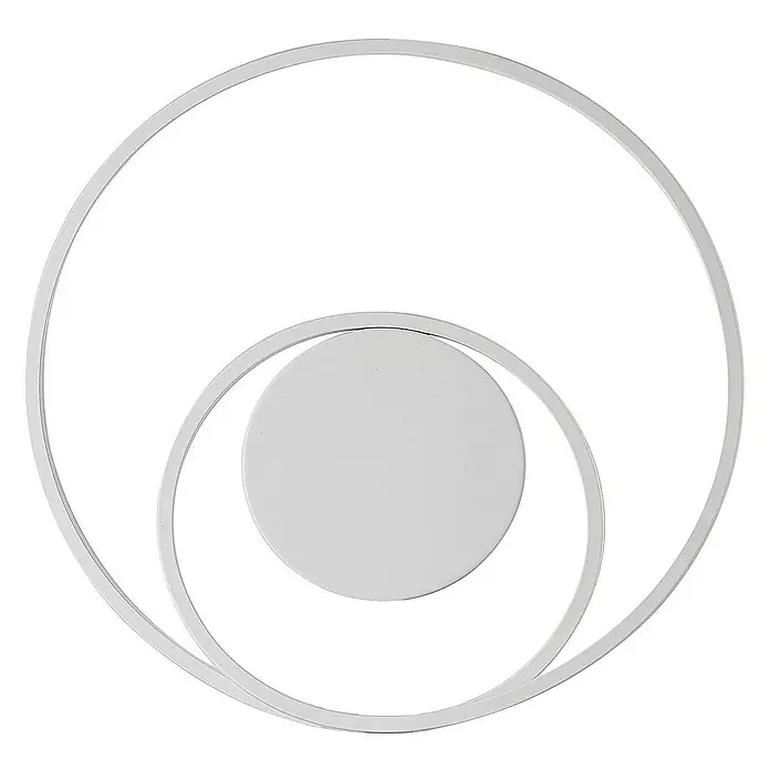 Lindby LED Deckenlampe in weiß matt, dimmbar Deckenleuchte -  - Moderne weiße/silberne Wand- oder Deckenleuchte mit konzentrischen und sich kreuzenden Ringen und einer zentralen Scheibe.