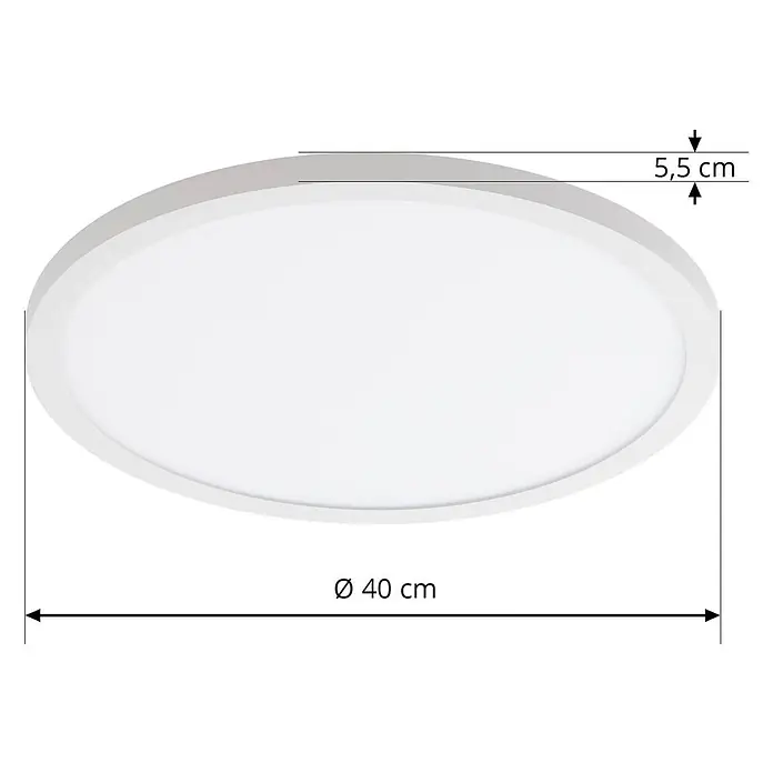 Arcchio LED Deckenlampe in weiß, dimmbar Deckenleuchte rund -  - Weißes rundes LED-Deckenlicht, 40 cm Durchmesser, 5,5 cm Höhe.