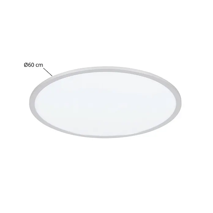 Lindby LED Deckenlampe in weiß, silber, Deckenleuchte rund -  - Runde LED-Deckenleuchte, weiß/silber, Ø 60 cm.