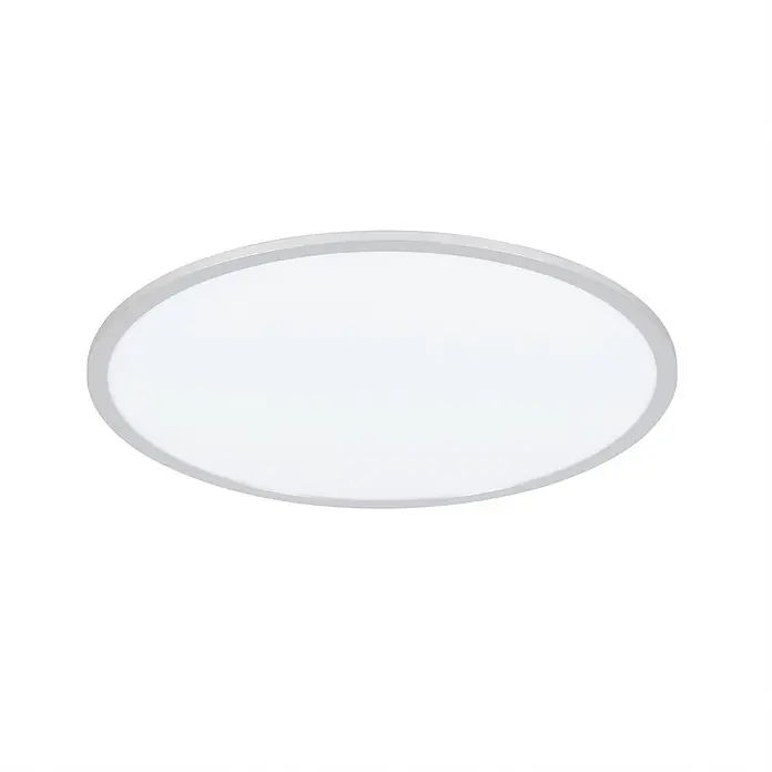 Lindby LED Deckenlampe in weiß, silber, Deckenleuchte rund -  - Ovales weißes LED-Deckenlicht mit silbernem Rand.