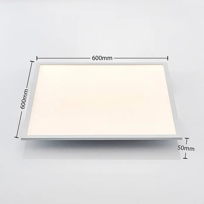 Lindby LED-Panel Quais - weiß / opal, weiß / opal, Neutralweiß - Quadratisches LED-Panel mit silbernem Rahmen, 600x600mm und 50mm dick.