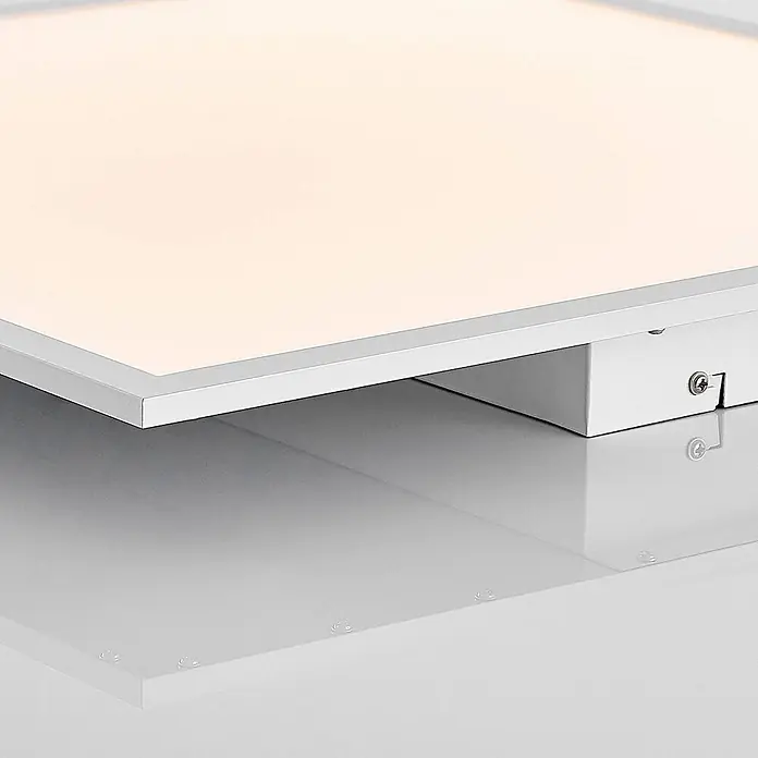 Lindby LED-Panel Quais - weiß / opal, weiß / opal, Neutralweiß - Quadratische LED-Panel-Leuchte mit weißem Diffusor und silbernem Rahmen, mit sichtbarem Anschlusskasten.