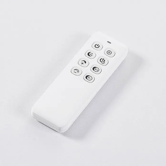 Arcchio LED Deckenleuchte flach in silber, weiß, dimmbar Panel -  - Weiße Kunststoff-Fernbedienung mit Tasten für Leistung, Helligkeit und Farbtemperatureinstellung.