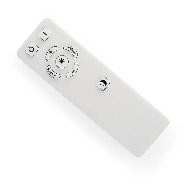 Arcchio LED Deckenleuchte flach in weiß, Panel -  - Weiße Fernbedienung für LED-Leuchten mit Tasten für Ein/Aus, Helligkeit, Farbtemperatur (3000K, 6000K) und Nachtmodus.