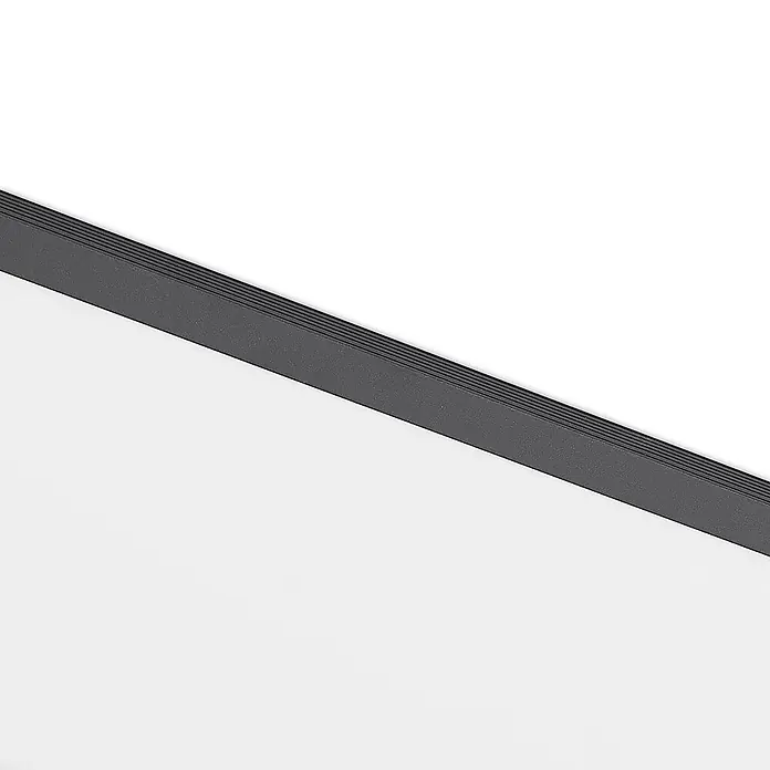 Lindby LED-Panel Nelios - schwarz, schwarz, Neutralweiß - Dunkelgraues lineares Profil mit fein geriffelter Oberfläche.