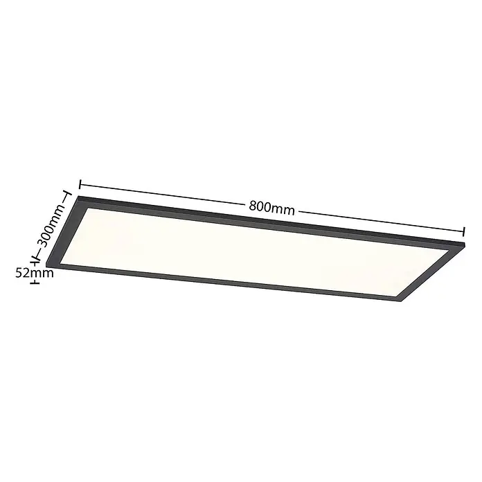 Lindby LED-Panel Nelios - schwarz, schwarz, Neutralweiß - Rechteckige schwarze LED-Panel-Leuchte mit den Maßen 800x300x52mm.