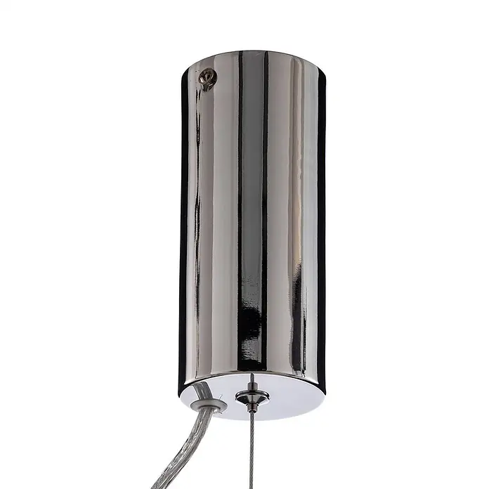 Lucande LED Pendelleuchte in hellgrau, weiß, Hängelampe -  - Verchromte zylindrische Deckenrosette mit Stromkabel und Aufhängekabel.