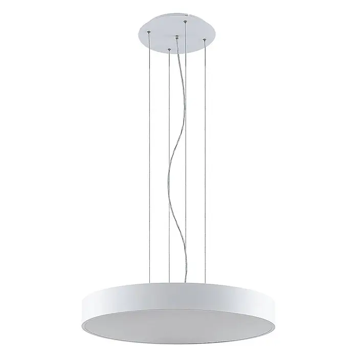 Arcchio LED Pendelleuchte in weiß, Hängelampe -  - Weiße runde LED-Pendelleuchte, an mehreren dünnen Drähten hängend. Moderne Deckenleuchte.