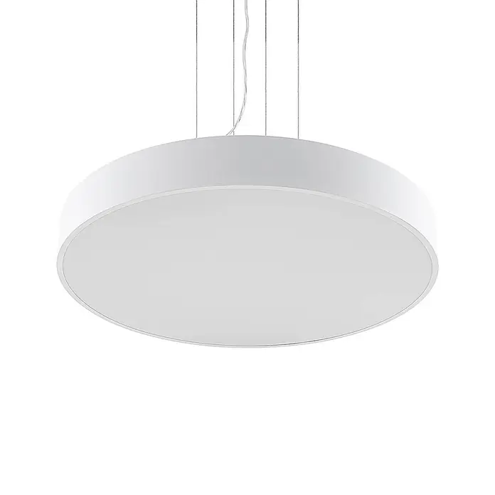 Arcchio LED Pendelleuchte in weiß, Hängelampe -  - Runde, weiße Pendelleuchte, an Drähten aufgehängt.