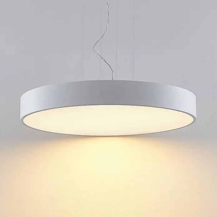 Arcchio LED Pendelleuchte in weiß, Hängelampe -  - Weiße runde LED-Pendelleuchte, beleuchtet, wirft warmes Licht.