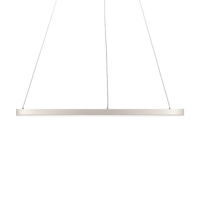 Arcchio LED Pendelleuchte in weiß, Hängelampe -  - Lineare Pendelleuchte aus gebürstetem Silbermetall, an dünnen Drähten hängend, nach unten strahlend.