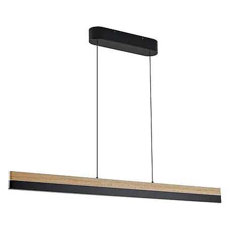 Lucande LED Pendelleuchte in holz, schwarz matt, Hängelampe