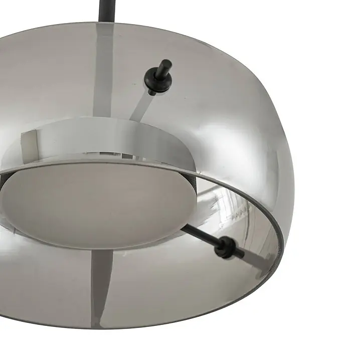 Lucande LED Pendelleuchte in schwarz, dimmbar Hängelampe -  - Moderne Pendelleuchte mit rauchgrauem, spiegelndem Schirm und opalem Innendiffusor.