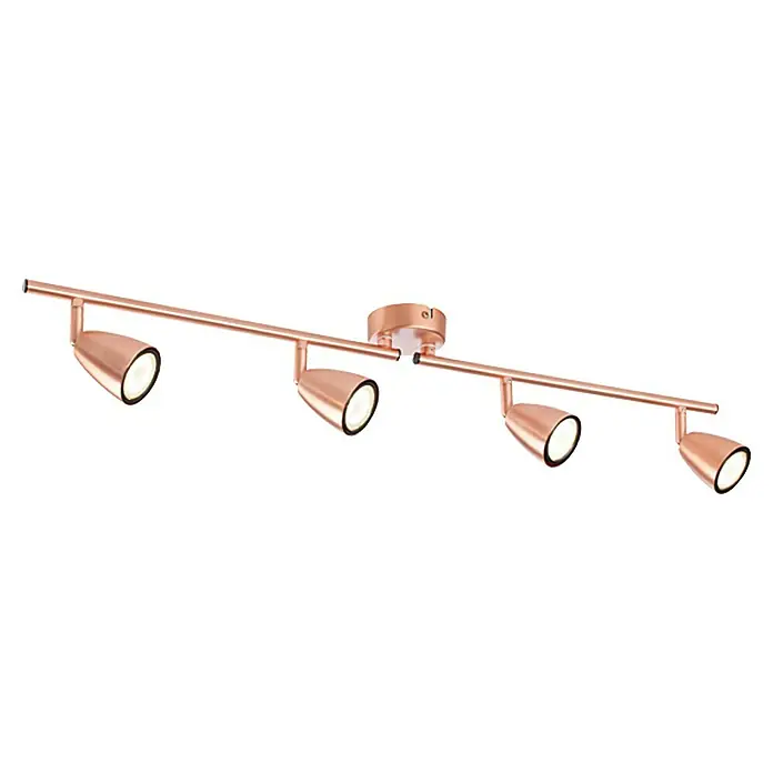 Tween Light Regleta LED Marcos - 12 W, L x An x Al: 805 x 80 x 150 mm, Cobre, Blanco cálido - Lámpara de techo de cobre moderna con cuatro focos para una iluminación elegante en cualquier habitación.