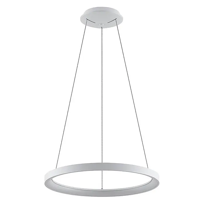 Arcchio LED Pendelleuchte in weiß, Hängelampe -  - Moderne weiße ringförmige LED-Pendelleuchte, von einer Deckenhalterung abgehängt.