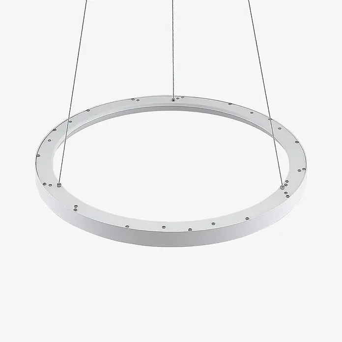 Arcchio LED Pendelleuchte in weiß, Hängelampe -  - Weiße runde LED-Pendelleuchte, aufgehängt an dünnen Kabeln.