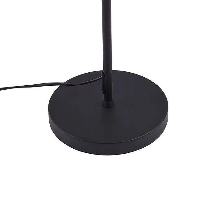 Lindby LED Stehlampe Wohnzimmer in schwarz, up down Stehleuchte -  - Schwarzer, runder Lampensockel mit zentralem Ständer und seitlich austretendem Netzkabel.
