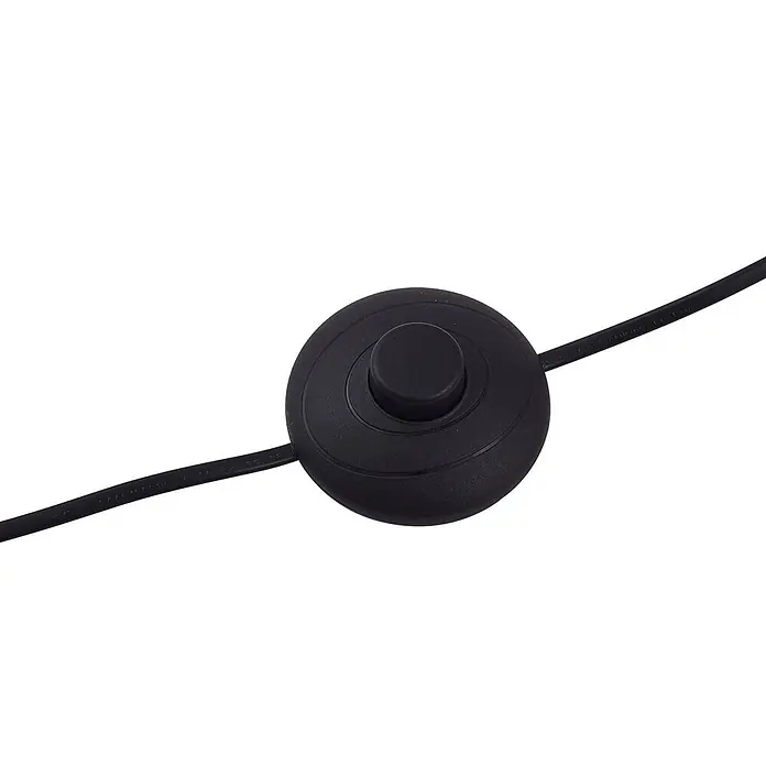 Lindby LED Stehlampe Wohnzimmer in schwarz, up down Stehleuchte -  - Schwarzer runder Fußschalter aus Kunststoff mit zentralem Druckknopf, in ein schwarzes Stromkabel integriert.