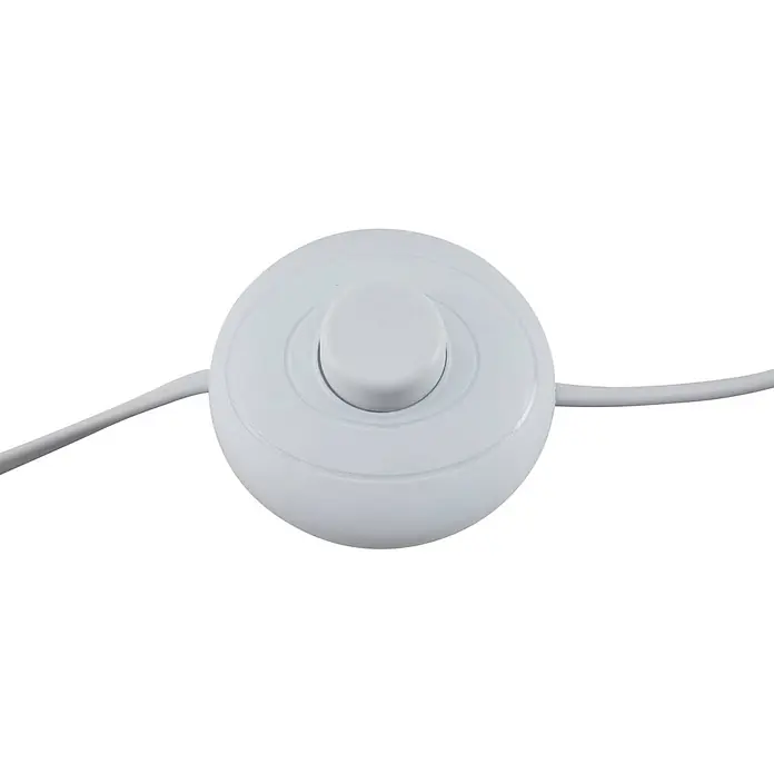 Lindby Stehleuchte Jyla - weiß / opal, weiß / opal - Runder weißer Fußschalter für Lampen, mit integrierten Kabeln zur einfachen Ein-/Ausschaltung.